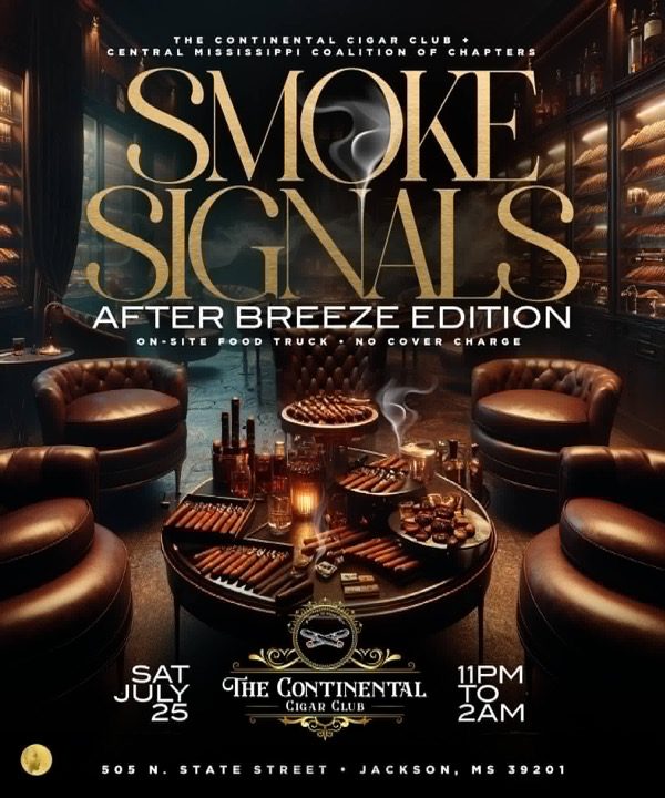 After Breeze Smoke Signals flyer — 11 PM to 2 AM at The Continental Cigar Club